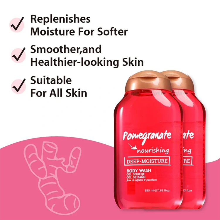 Gel douche hydratant au gingembre et à la grenade